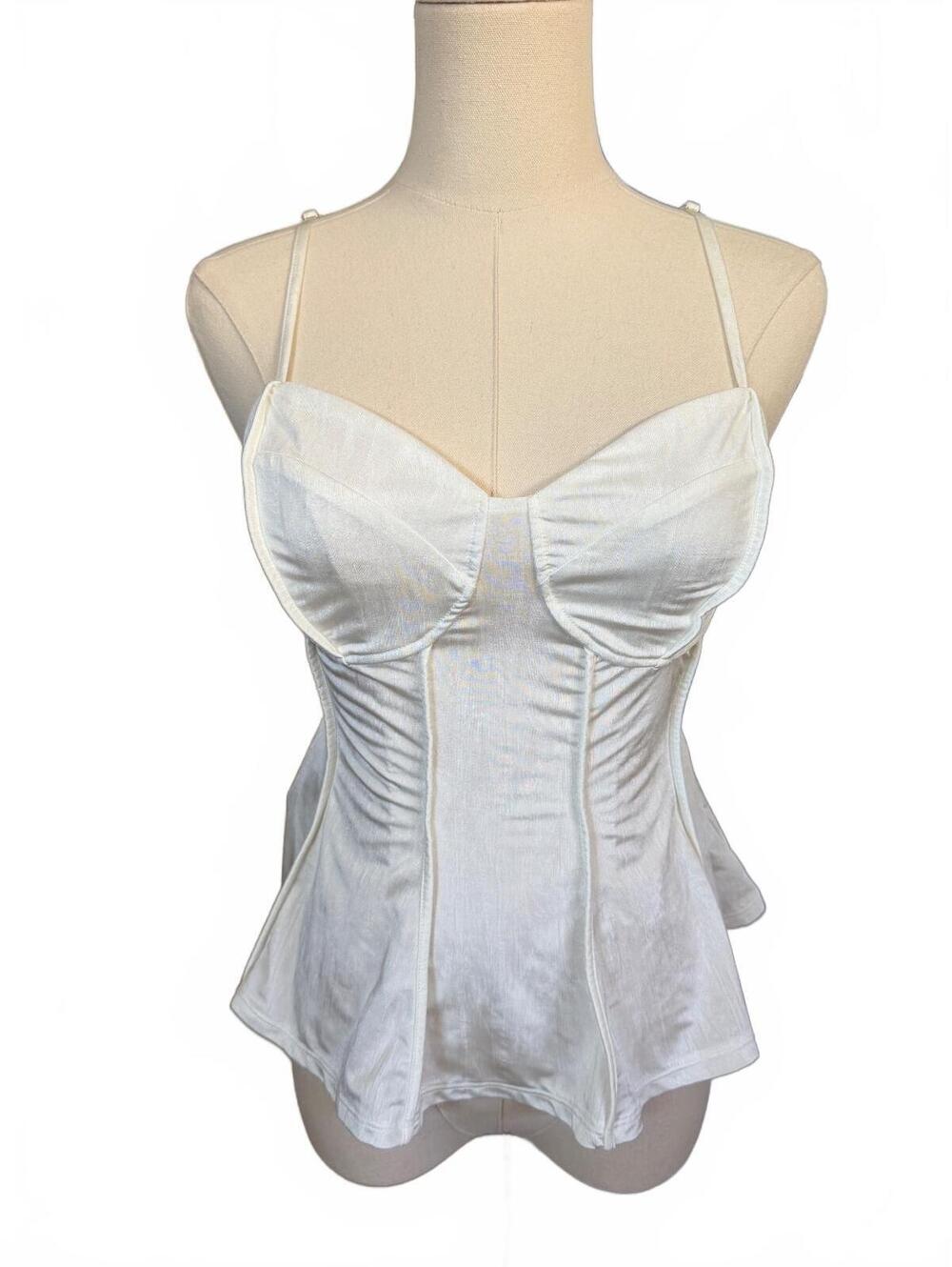 H&M White Corset Style Bustier Top with Adjustable Straps